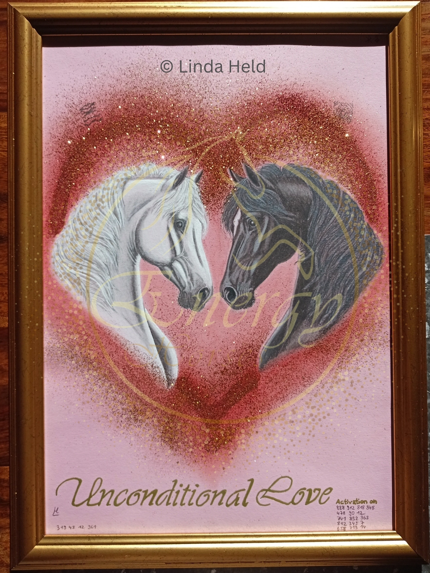 Unconditional Love Energy Horse - Original in DIN A3 mit Rahmen. Preis 888€, nur nach Absprache (info@lindaheld.com)