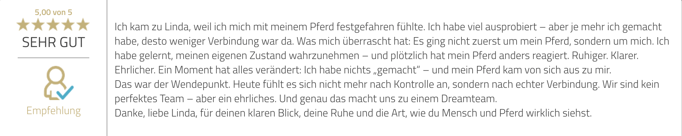 Feedback Liebe der Pferde